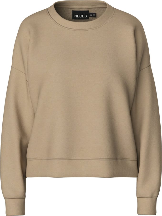 Pieces Dames Sweater - Beige - Loungewear Top - Dames trui zonder print - Maat XL