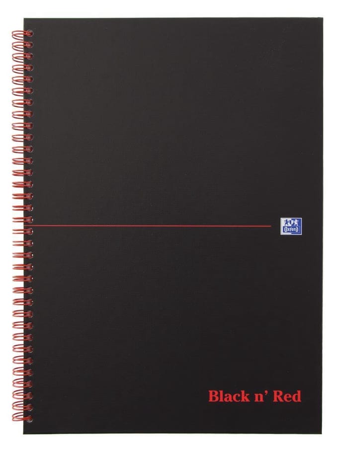 Oxford Black n'Red - Spiraalnotitieboek - A4 - 192 pagina's - Geruit