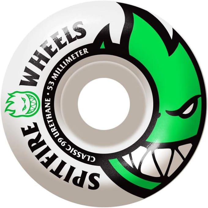 Skateboard Wielen 53 mm Wit/Groen - Duurzaam Urethaan