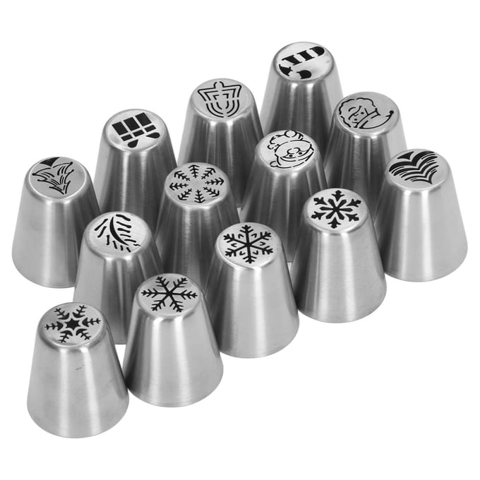 13 stuks Kerstbloem Icing Tips Spuitmonden Roestvrij Staal DIY Taart Decoratie Tips voor Cupcake black