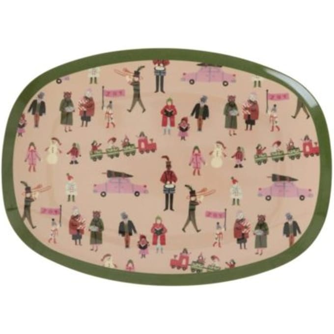 Rice melamine bord rechthoekig kerstprint