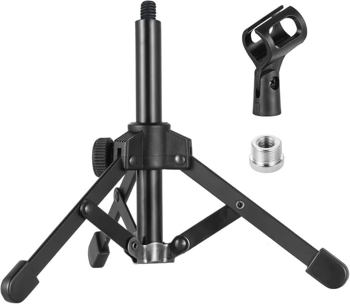 Draagbare Desktop Microfoon Standaard | Mini Tafel Standaard met Microfoon Clip en Schroefadapter