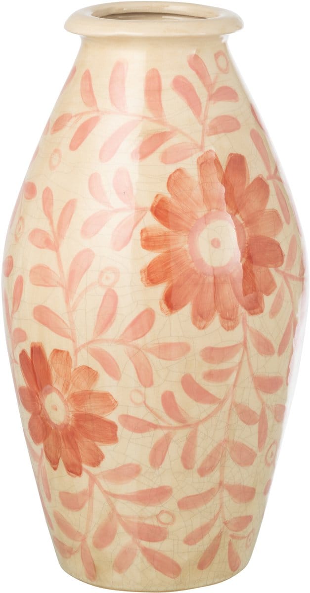 J-Line vaas Bloemen - steengoed - oranje/wit - large