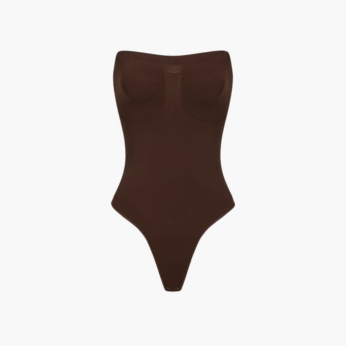 cfab - Strapless corrigerende bodysuit met string - bruin, XL - Corrigerende Body - Naadlos - corrigerend ondergoed dames