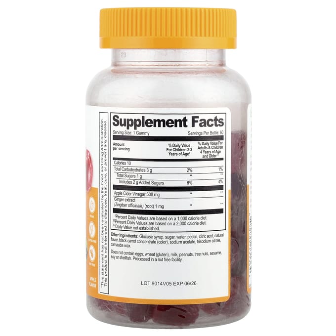 Kinder Appelciderazijn Gummies, Appel, Gummies, 60 Stuks