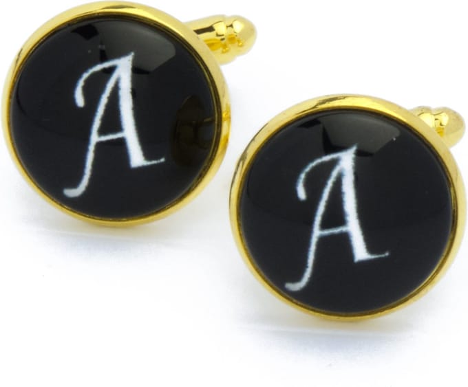 Manchetknopen - Letters Initialen Letter A Goud Zwart