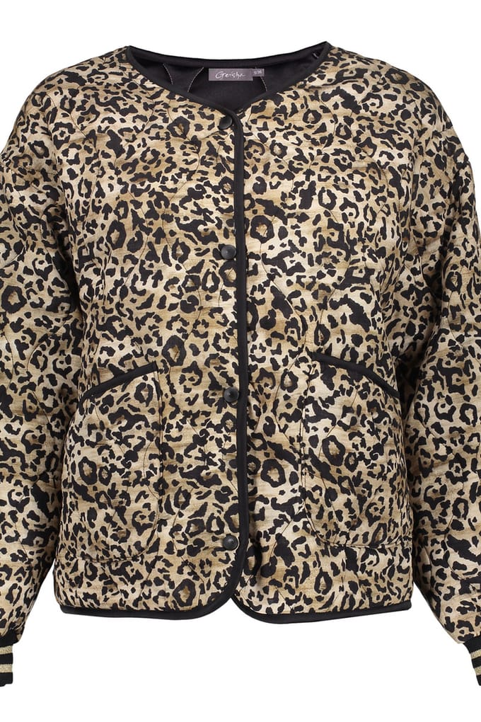 Geisha Jacket Stepped Leopard Black/sand Taglia: XL | Bomber Outlet | Donna | Nero