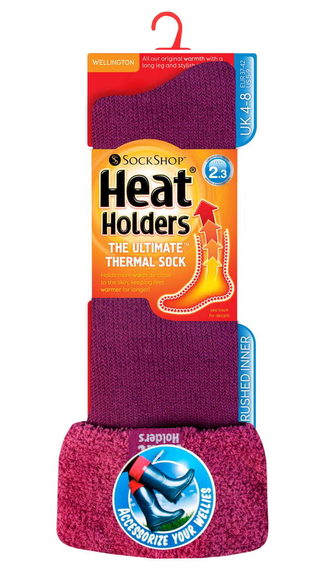 Heat Holders Dames Thermische Wellington Boot Sokken - Diepe Fuchsia