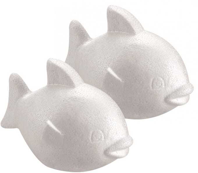 Piepschuim Vis - 2x - hobby figuren/ vormen - 7 cm - styrofoam