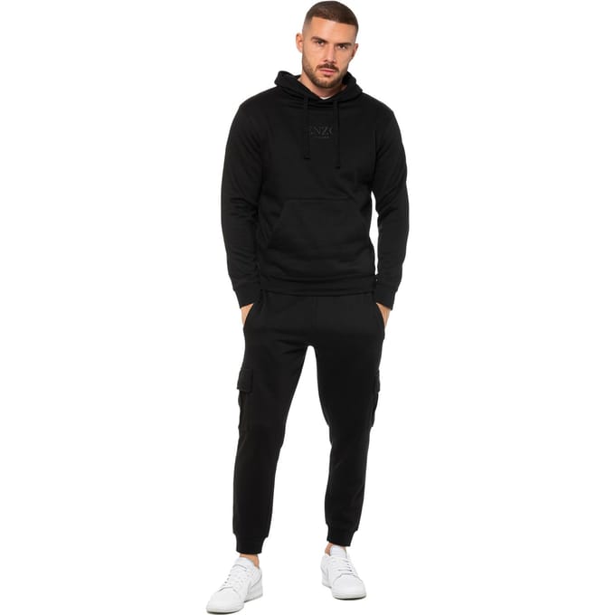 Enzo | Heren Pullover Hoodie Tracksuit Set - Zwart