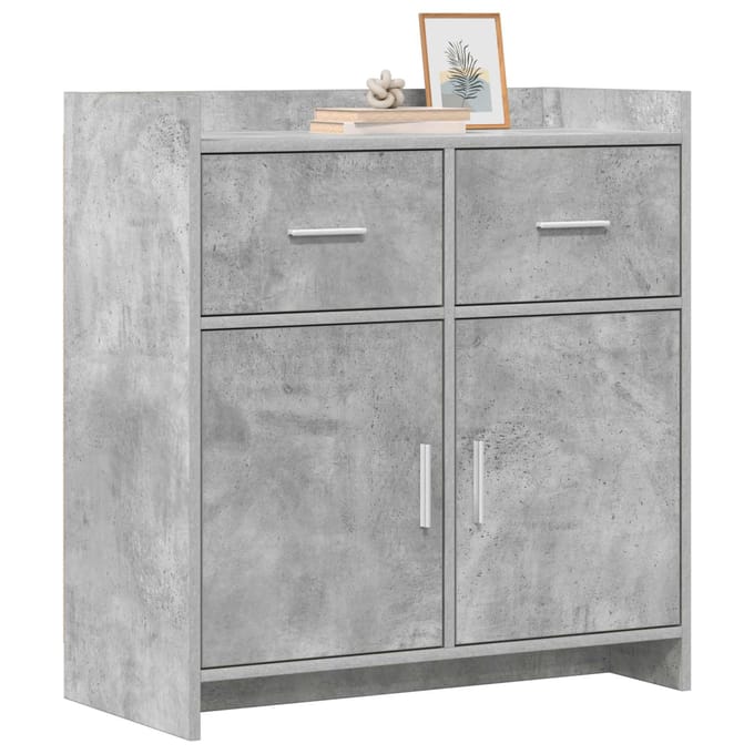 vidaXL - Dressoir - Betongrijs - 75 - x - 36 - x - 80 - cm - Bewerkt - hout