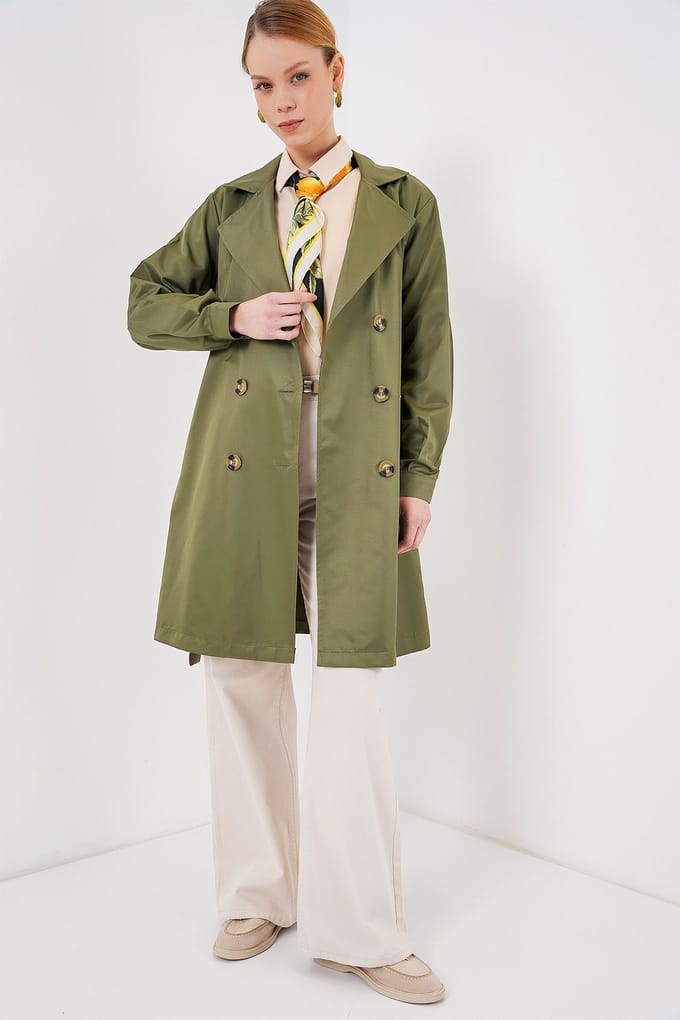 Dubbelbreasted Elastische Trenchcoat