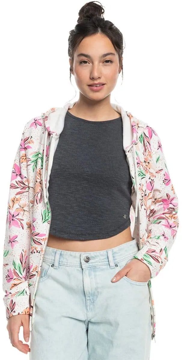 Roxy Dive Deep Hoodi Sweatshirt Met Rits Roze XS Vrouw