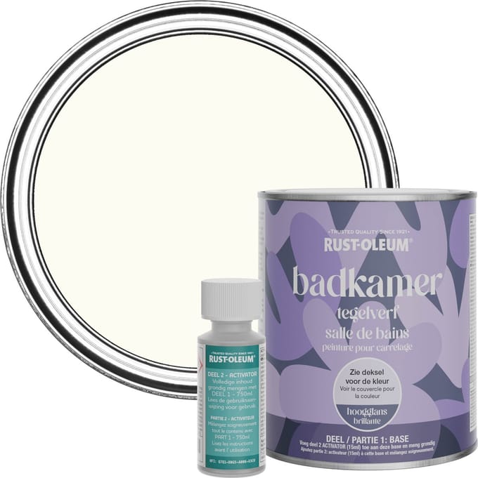 Rust-Oleum Gebroken wit Badkamer Tegelverf Hoogglans - Antiek Wit 750ml