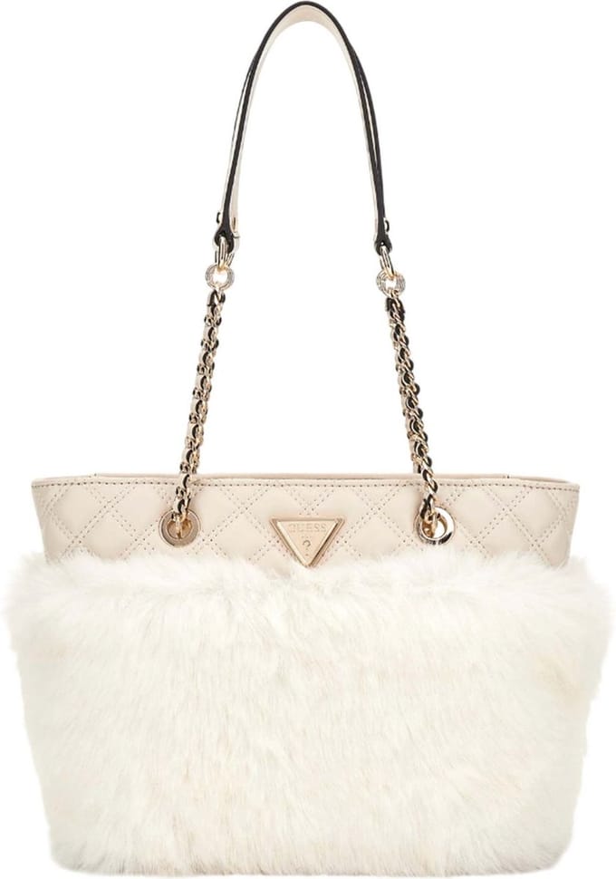GUESS Schoudertas Lise Small Tote Bag Stone Crème