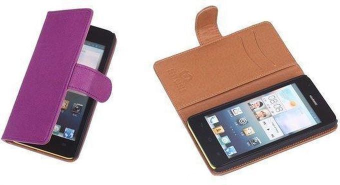 BestCases Paars Luxe Echt Lederen Booktype Hoesje Huawei Ascend G700