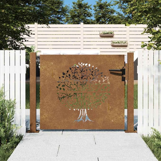vidaXL - Tuinpoort - 100 - x - 100 - cm - Poedercoated - staal - Zwart - Vergrendelbaar