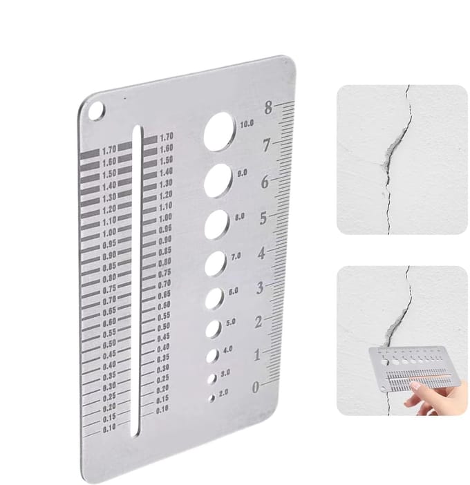 Scheurschaalmeter - Splijtmeter - Betonbewaking - Dubbele meetschalen - 11 cm lengte - Metaal
