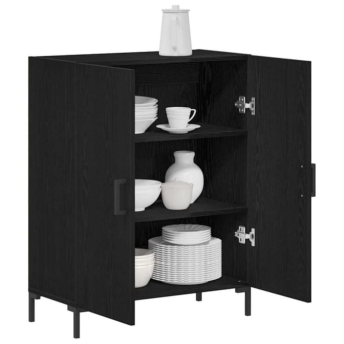 vidaXL - Dressoir - Zwart - Eiken - 69,5 - x - 34 - x - 90 - cm - Bewerkt - hout