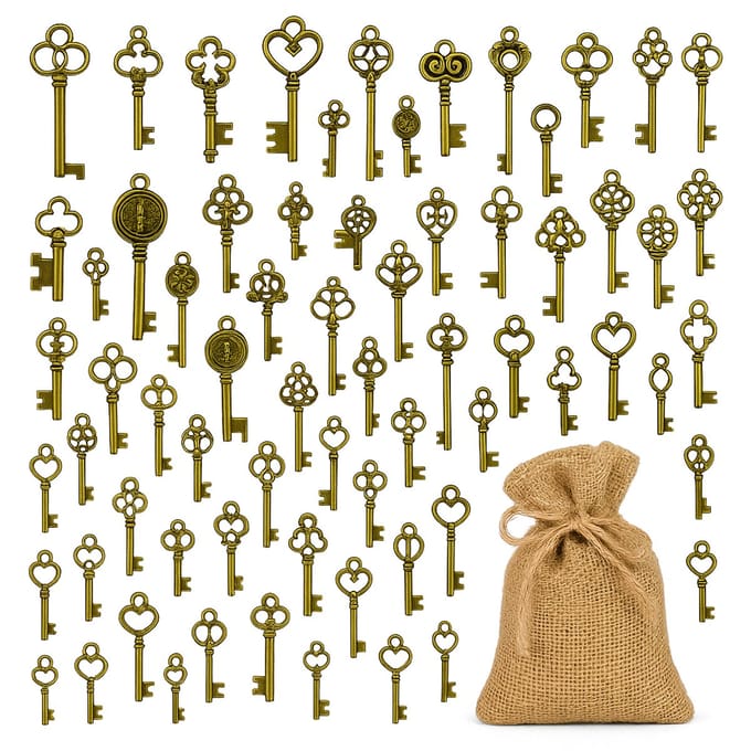 Waterval® Antique Keys Gift Set – 75 stuks – Brons – Vintage Sleutels voor Creatieve DIY Projecten