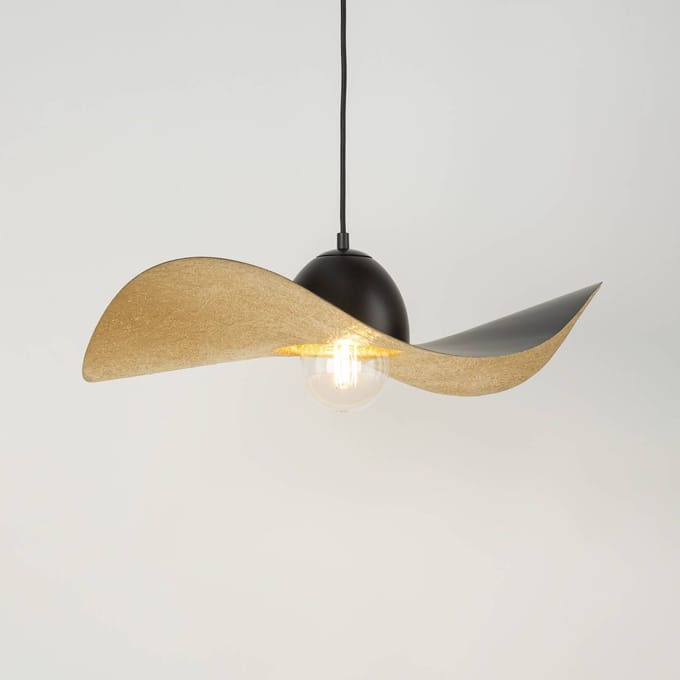 SIGMA Hanglamp Jil, kap gebogen, zwart/goud