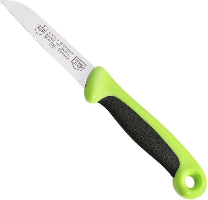 RÖR Solingen Schilmesje Extra Grip – RVS Lemmet Recht – 17,5 cm – Zwart met Groen