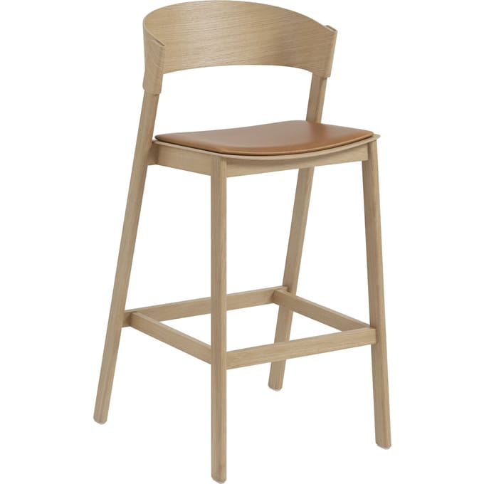 Muuto Cover Barkruk met lederen bekleding - Leer Cognac