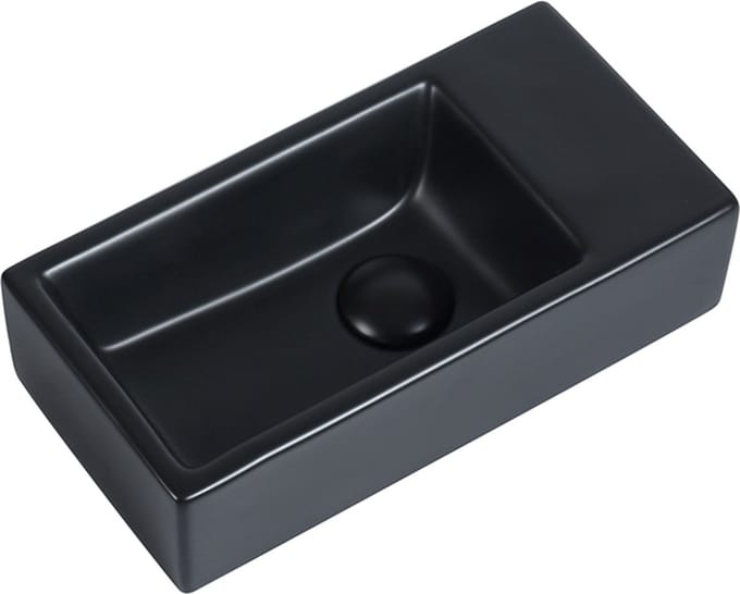 Fontein Mia 40.5x20x10.5cm mat zwart inclusief afvoerplug rechts