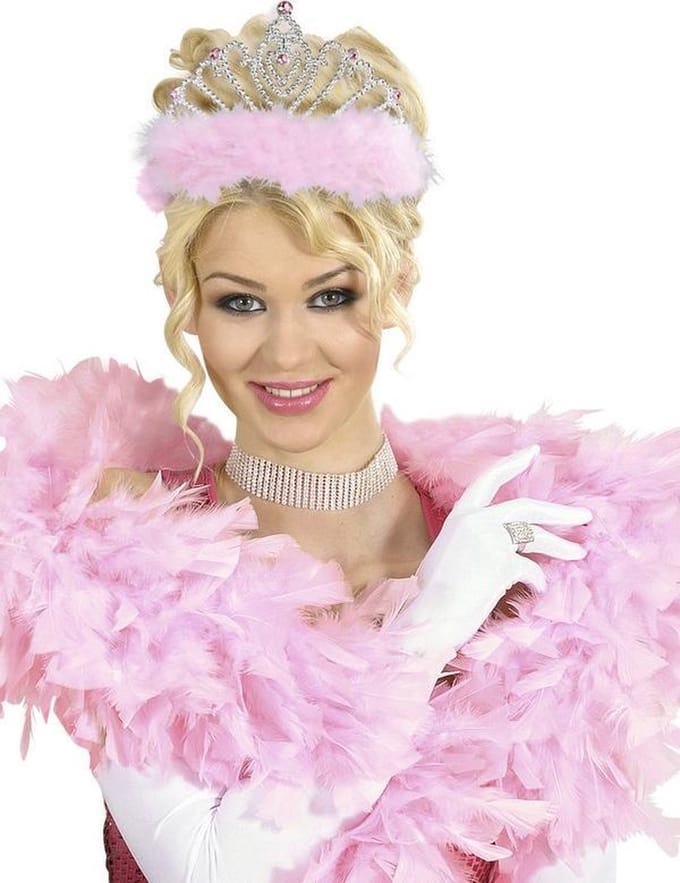 Roze prinsessenkroon met marabou