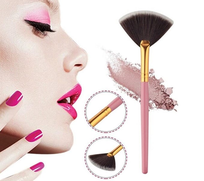 Hiden - Fan Make-up Brush - Make up Kwast - Oogschaduw - Borstel - Beauty & Make up - Gift - Roze