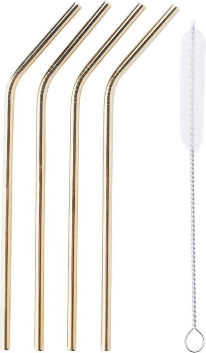 Rietjes Set/4 RVS Goud