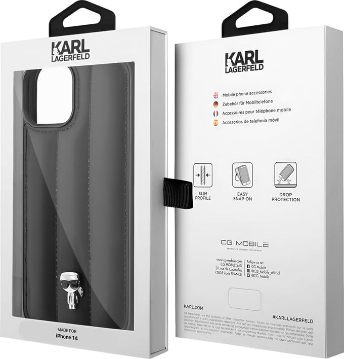 Karl Lagerfeld Puffy Ikonik Pin Case for iPhone 14 / 15 / 13 - Black