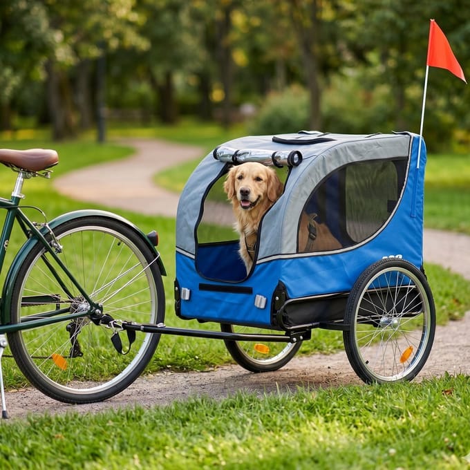 Hondenfietskar Opvouwbaar – Blauw/Zwart – Waterdicht – Tot 30kg