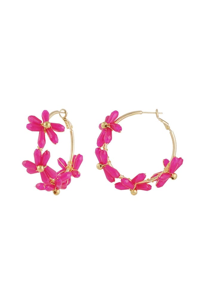 YWG - Flowering rings oorbellen - Fuchsia
