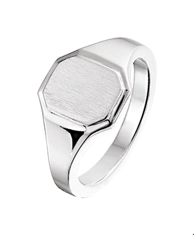 graveerring poli/mat zilver wit 1014461