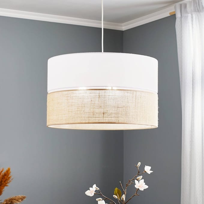 Moderne Jute Hanglamp Wit Linobianco - 50cm Breed