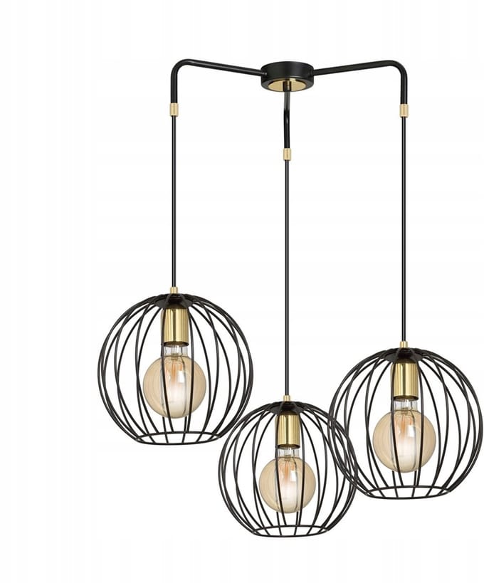 ALBIO 3 Hanglamp Zwart/Goud - Moderne Loftstijl