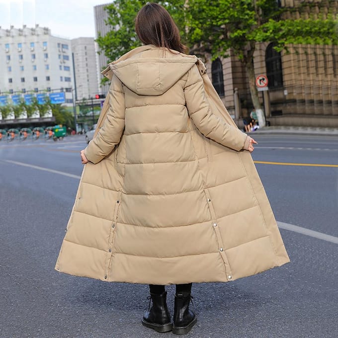 Dames X-Long Winterjas Met Capuchon Zijsplit Winddicht Warm Donsjack Oversized Katoen Gewatteerde Parka's 3XL groen