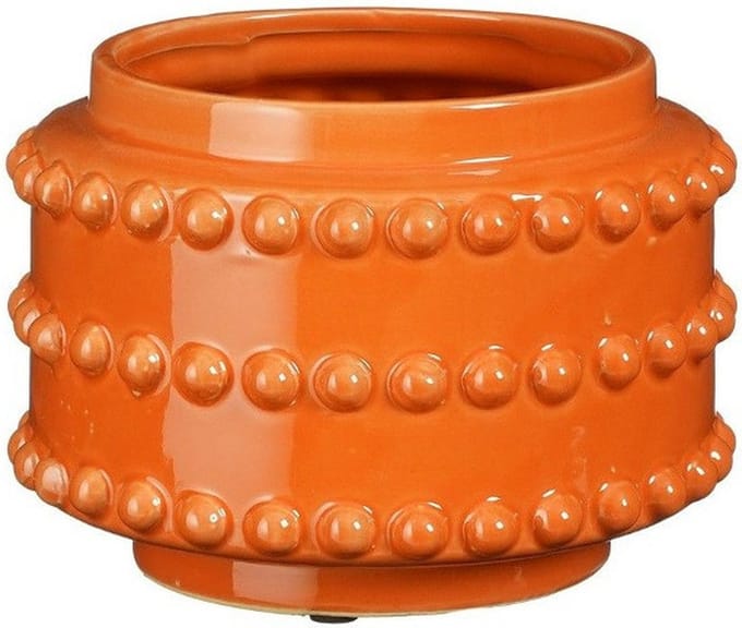Mica Decorations Bloempot - boaz - gebobbeld - oranje - 13 x 17 cm