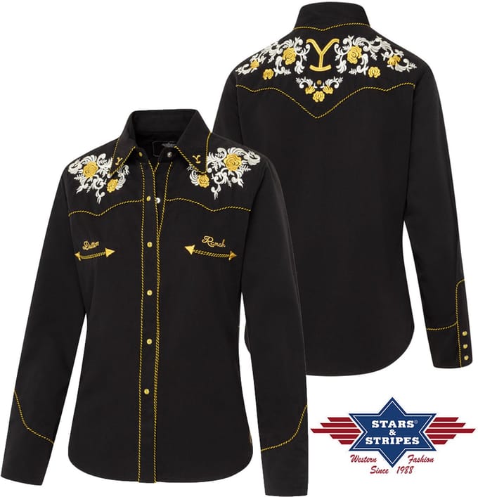 Dames Western blouse Nova Yellowstone Stars&Stripes maat XXL