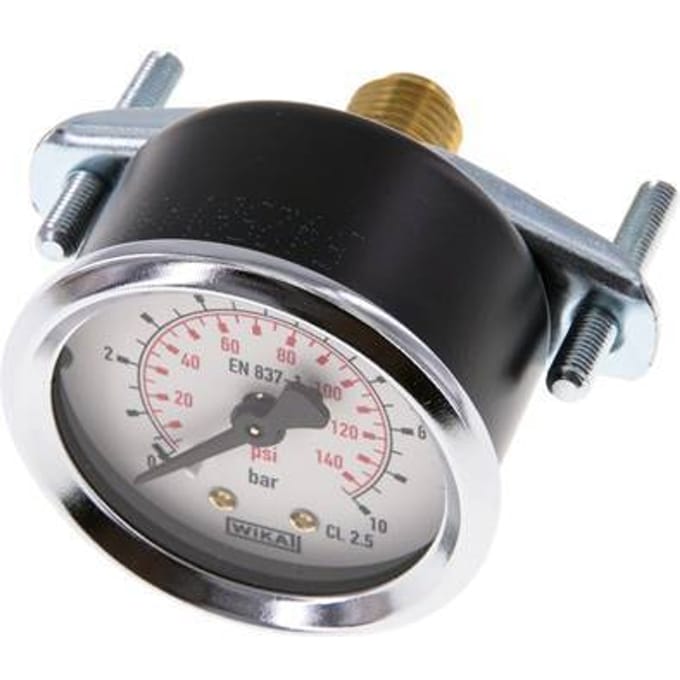 0..10 Bar Paneelmontage Manometer Staal/Messing 50 mm Klasse 2.5 (Beugel) - MW01050SH-TP