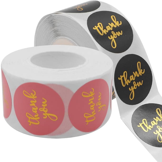 Dailygoods- Etiketten Bedankstickers - 1000 Stuks - Zelfklevend - 25