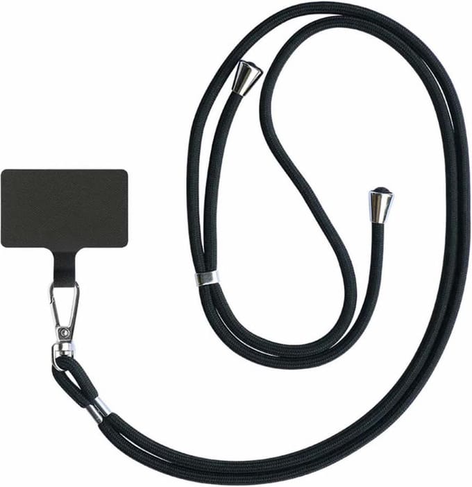 Smartphonica Telefoonkoord universeel - verstelbaar afneembaar koord voor mobiele telefoon - zwart .