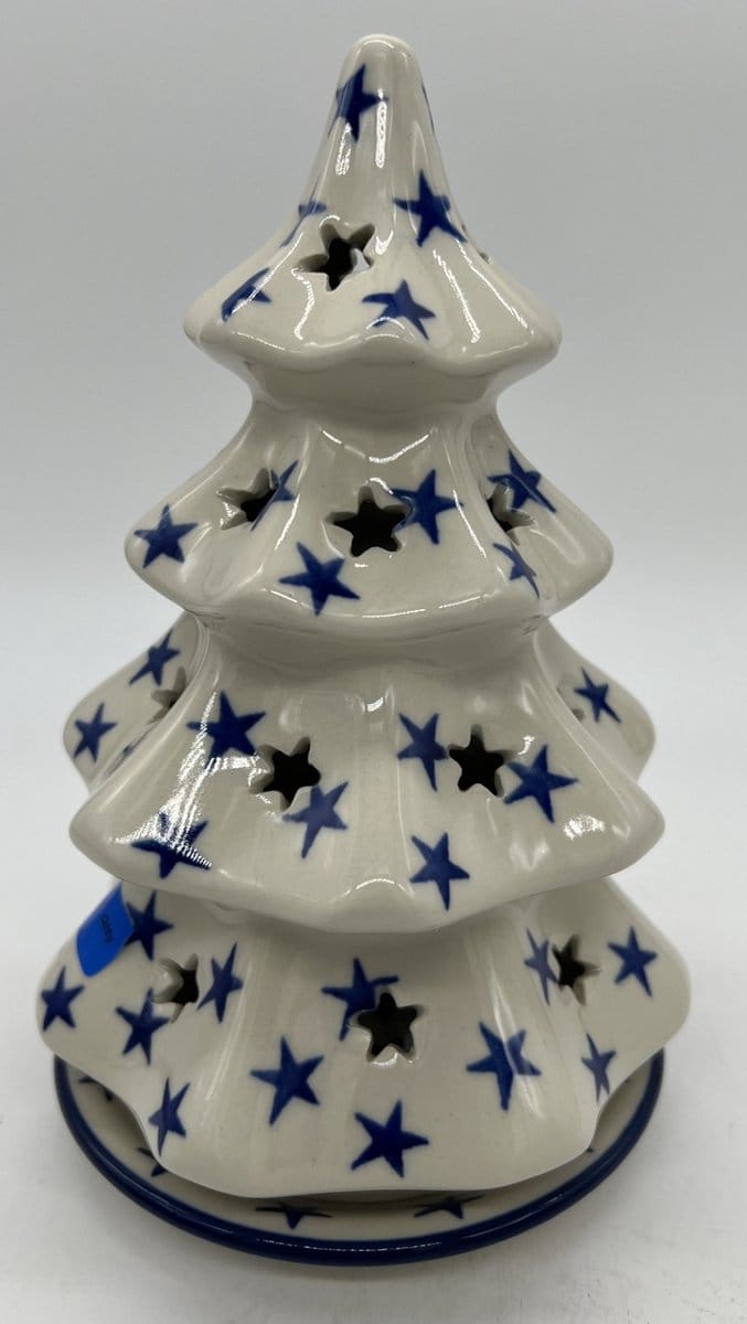 Bunzlau keramiek kerstboom blauwe sterren