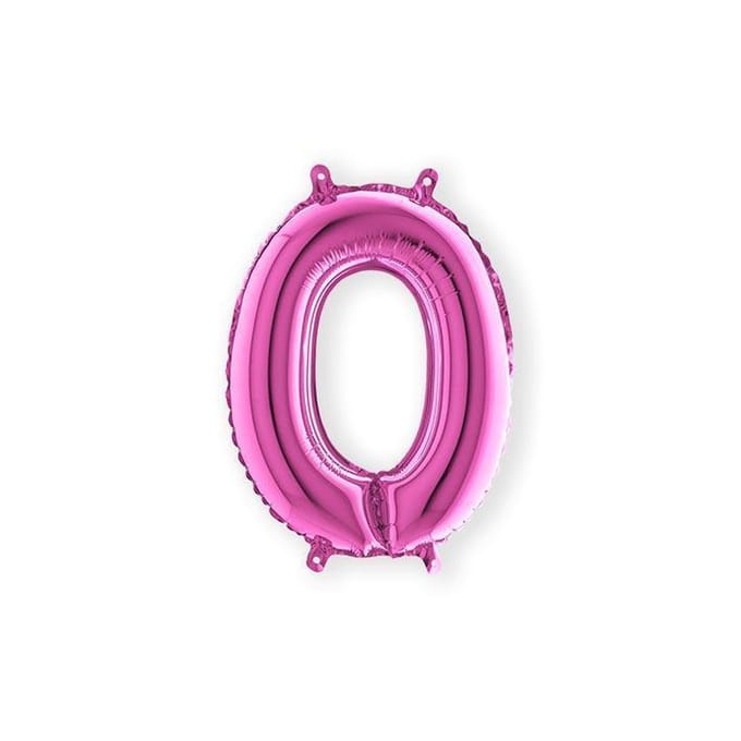Folieballon cijfer '0' fuchsia (35cm)