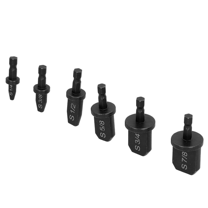 6 stuks Swaging Tool Boorbit Set Zeskant Driehoekige Schacht Handmatig Koperen Pijp Flensgereedschap HVAC