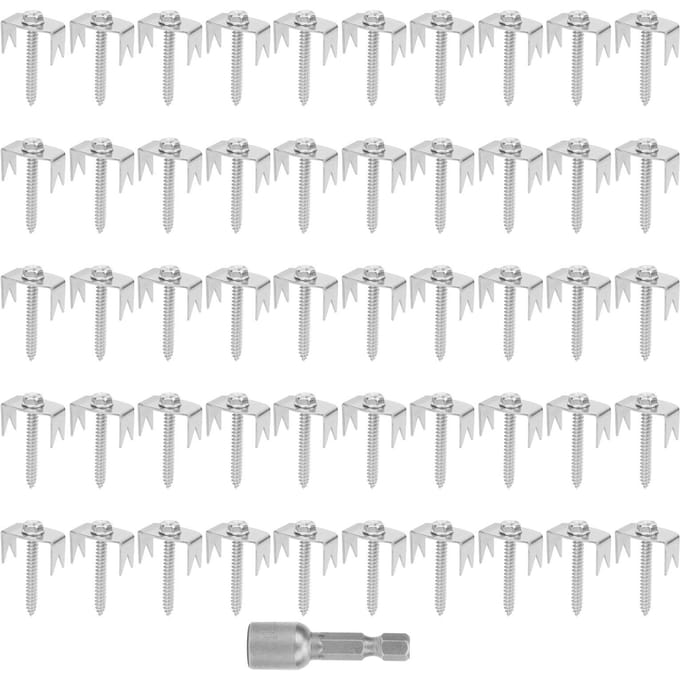 50 PCS Fixations de Poteau de Clôture Acier Inoxydable Robuste Réutilisables Clous à Vis de Fixation pour Fil de Jardin
