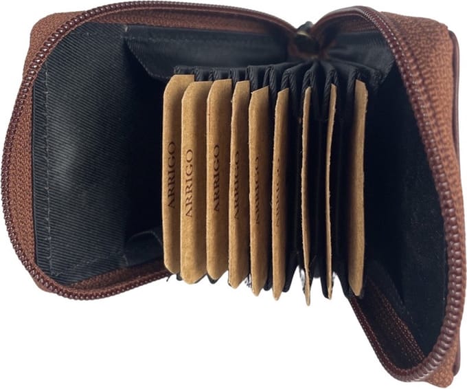 Cardholder met Rits - Anti Skim - RFID – Pasjeshouder – Cognac - Echt Leer - Arrigo