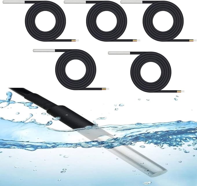 Waterdichte DS18B20 Temperatuursensor met 5 Meter Kabel - Digitale Temperatuurmeting voor HVAC en Projecten