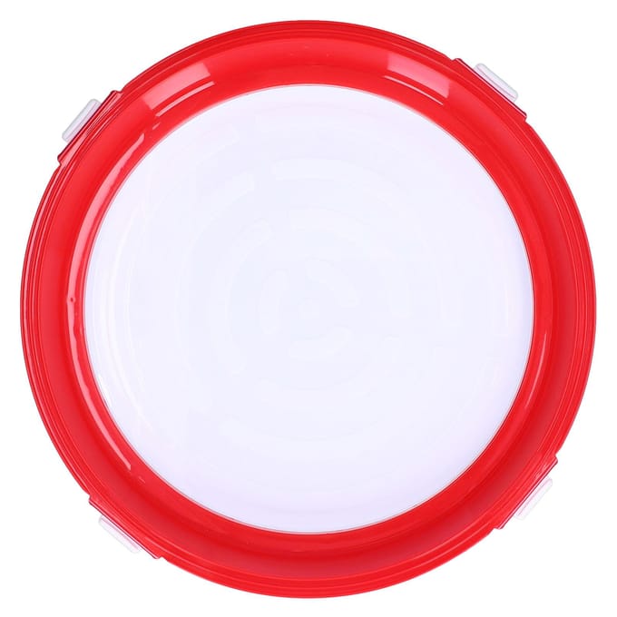 Plateau de conservation alimentaire rond, réutilisable et empilable, avec couvercle hermétique, rouge L vert